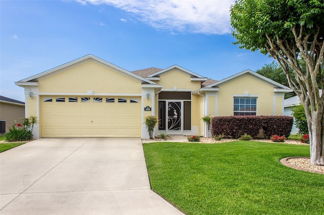 1690 SW 158th Ln, Ocala, FL 34473 - ranch-style home featuring stucco siding, driveway, a front lawn, and an attached garage