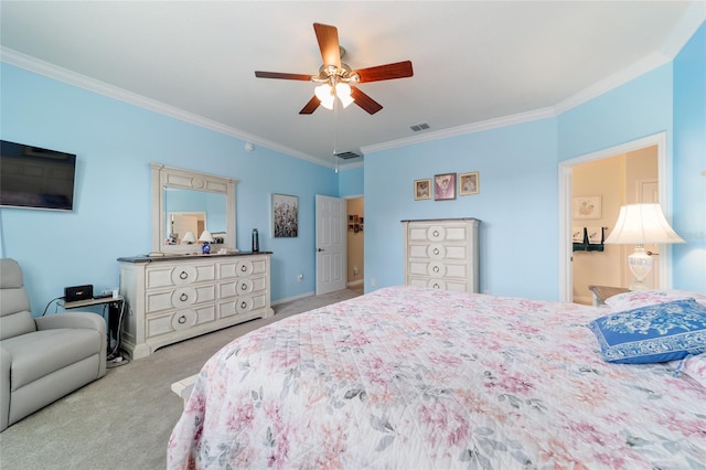 6868 SW 95th Cir, Ocala, FL 34481 - carpeted bedroom with ornamental molding, ceiling fan, and baseboards