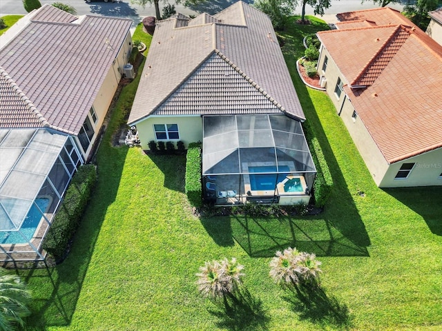 view of subject property with a pool area
