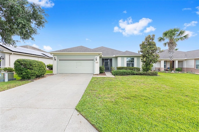 6651 SW 93rd Ct, Ocala, FL 34481 - ranch-style home featuring a garage, driveway, stucco siding, and a front lawn