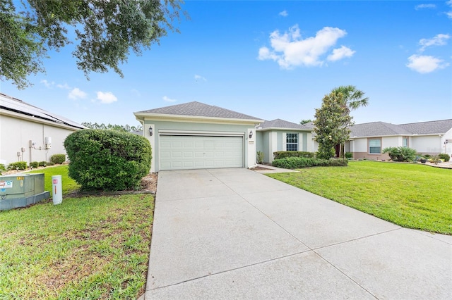 6651 SW 93rd Ct, Ocala, FL 34481 - ranch-style home featuring a garage, driveway, a front lawn, and stucco siding