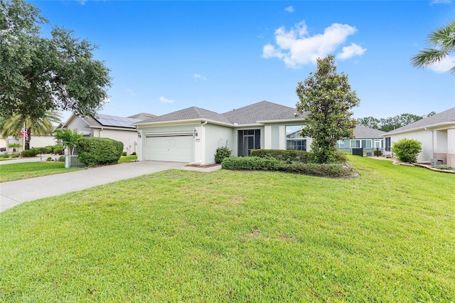 6651 SW 93rd Ct, Ocala, FL 34481 - single story home with an attached garage, driveway, stucco siding, a front lawn, and roof with shingles