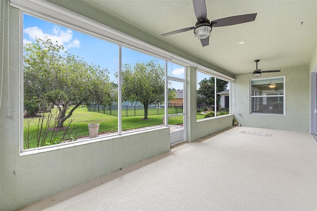 6651 SW 93rd Ct, Ocala, FL 34481 - unfurnished sunroom featuring a ceiling fan