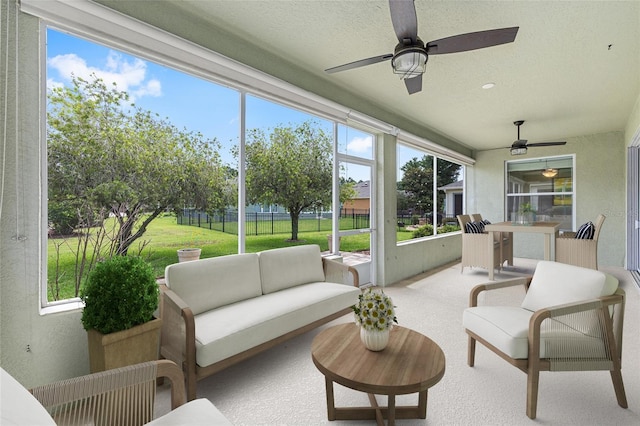 6651 SW 93rd Ct, Ocala, FL 34481 - sunroom with ceiling fan, outdoor lounge area, and healthy amount of natural light