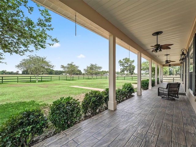 2540 NE 120th St, Anthony, FL 32617 - view of patio / terrace with ceiling fan and a view of countryside