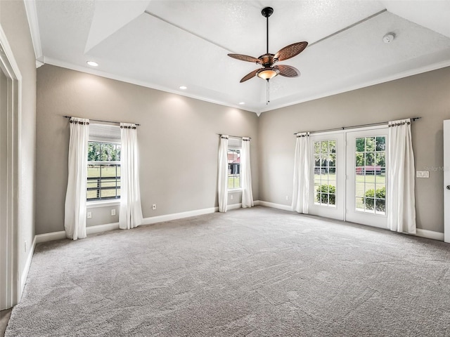 2540 NE 120th St, Anthony, FL 32617 - carpeted spare room with ornamental molding, healthy amount of natural light, baseboards, a ceiling fan, and recessed lighting