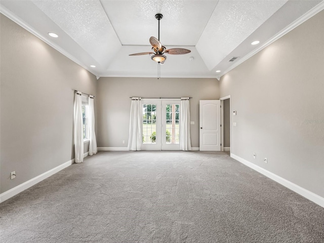 2540 NE 120th St, Anthony, FL 32617 - spare room with ceiling fan, a textured ceiling, light colored carpet, baseboards, and recessed lighting