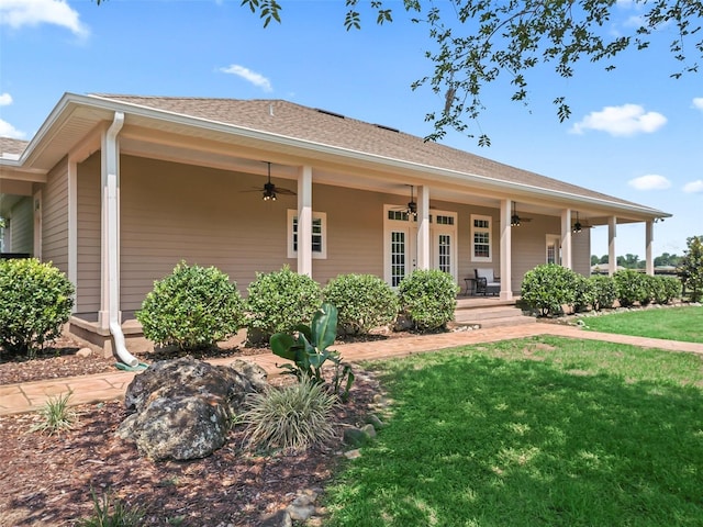 2540 NE 120th St, Anthony, FL 32617 - ranch-style house with ceiling fan, a front yard, and a shingled roof