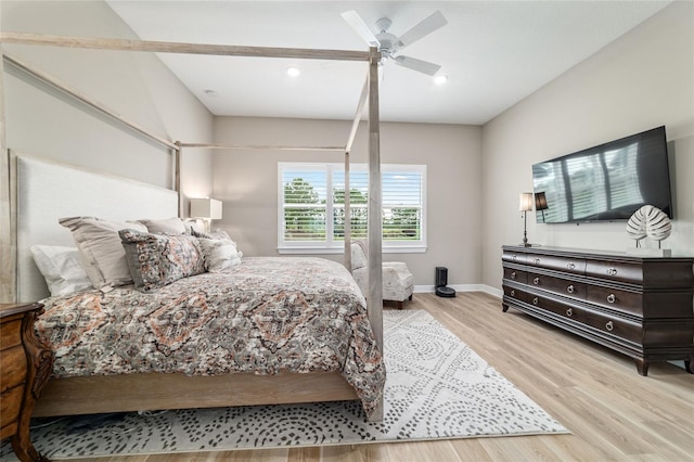 8606 SW 61st Loop, Ocala, FL 34481 - bedroom featuring wood finished floors, baseboards, recessed lighting, and a ceiling fan