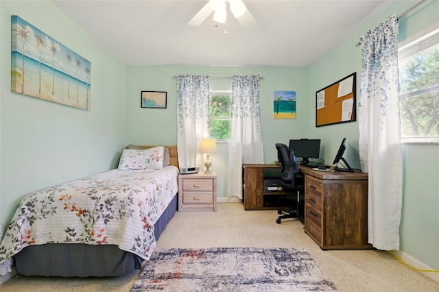 3020 E Scofield St, Inverness, FL 34453 - bedroom with an office area, ceiling fan, baseboards, and carpet flooring