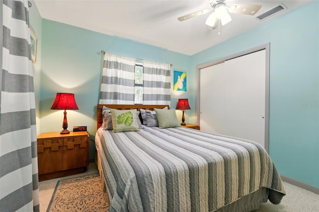 3020 E Scofield St, Inverness, FL 34453 - bedroom featuring ceiling fan, a closet, and baseboards