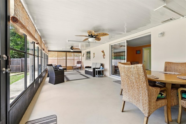 3020 E Scofield St, Inverness, FL 34453 - sunroom featuring ceiling fan, an outdoor hangout area, and healthy amount of natural light