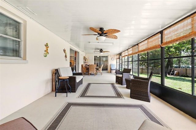 3020 E Scofield St, Inverness, FL 34453 - sunroom featuring a ceiling fan, plenty of natural light, and outdoor lounge area
