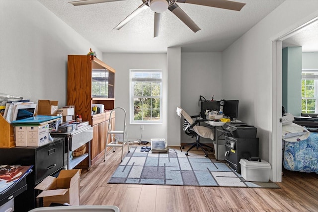 7059 N Lecanto Hwy, Hernando, FL 34442 - office featuring ceiling fan, light wood-style flooring, and a textured ceiling