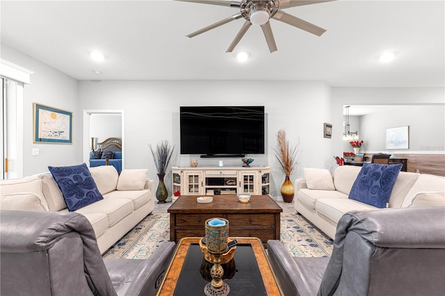 7641 SW 63rd Lane Rd, Ocala, FL 34474 - living area featuring a ceiling fan and recessed lighting