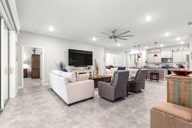 7641 SW 63rd Lane Rd, Ocala, FL 34474 - living area with a ceiling fan and recessed lighting