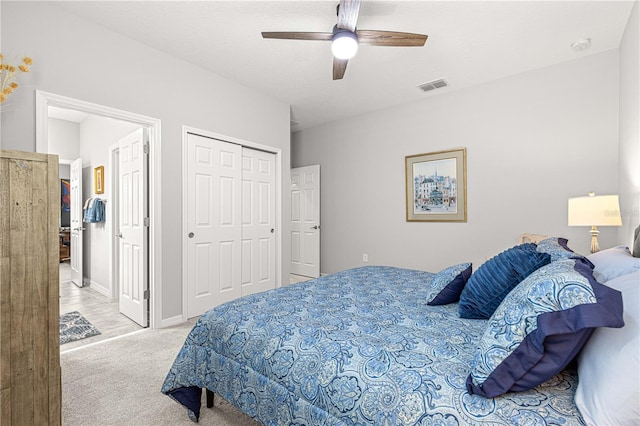 7641 SW 63rd Lane Rd, Ocala, FL 34474 - carpeted bedroom featuring ceiling fan and a closet