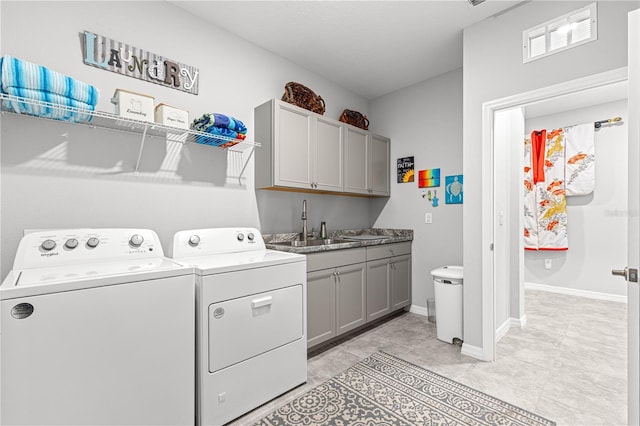 7641 SW 63rd Lane Rd, Ocala, FL 34474 - clothes washing area with washer and dryer, cabinet space, and baseboards