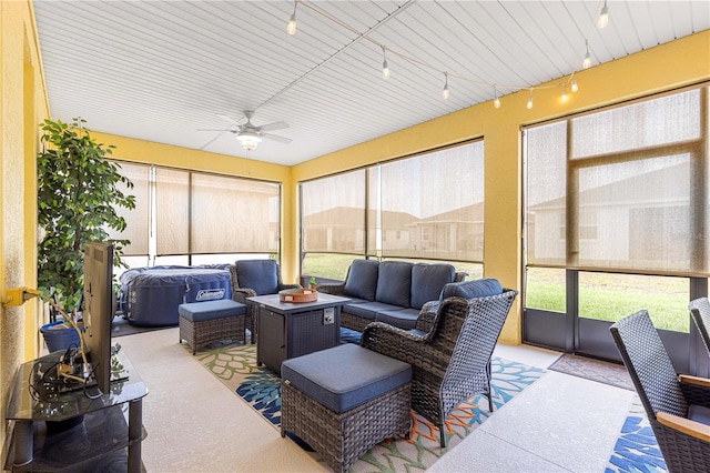 7641 SW 63rd Lane Rd, Ocala, FL 34474 - sunroom with an outdoor hangout area and a ceiling fan