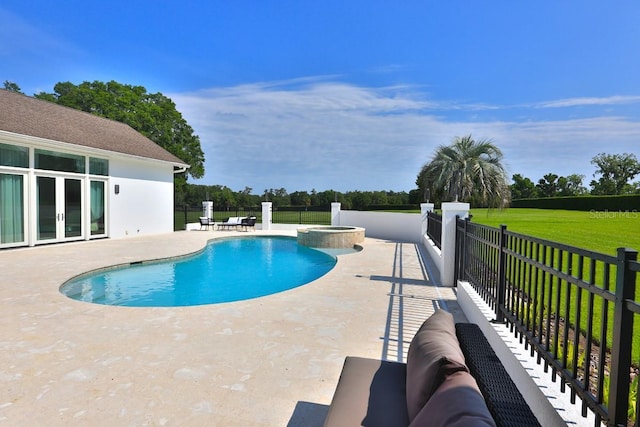 601 SE 80th St, Ocala, FL 34480 - view of pool with a patio area, french doors, and a pool with connected hot tub