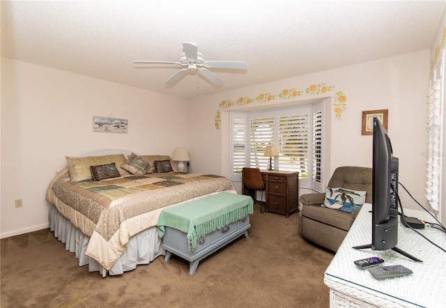 bedroom featuring carpet floors and a ceiling fan