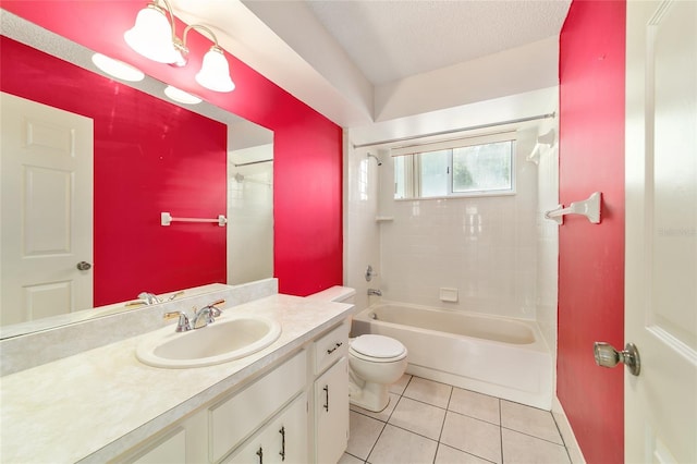 8375 SW 109th Lane Rd, Ocala, FL 34481 - full bath with toilet, tile patterned flooring, vanity, shower / washtub combination, and a textured ceiling