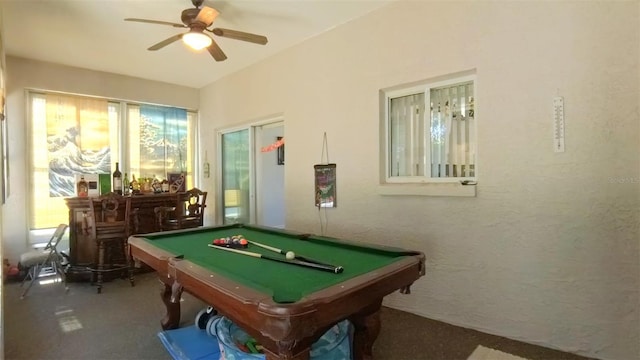 5340 NW 26th Ln, Ocala, FL 34482 - game room with carpet floors, pool table, and ceiling fan