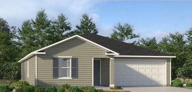 single story home featuring driveway and a garage