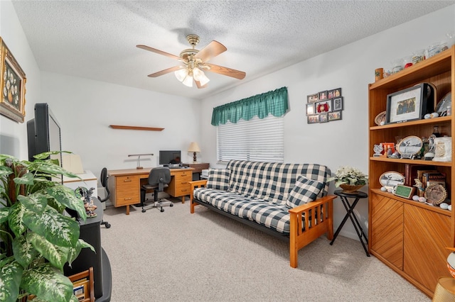 3815 NE 17th Street Cir, Ocala, FL 34470 - home office with carpet, a ceiling fan, and a textured ceiling
