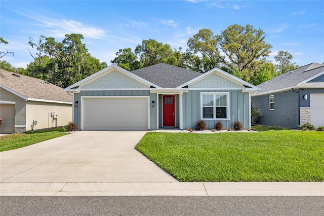 6557 SE 4th Ln, Ocala, FL 34472 - single story home featuring board and batten siding, an attached garage, driveway, and a front yard