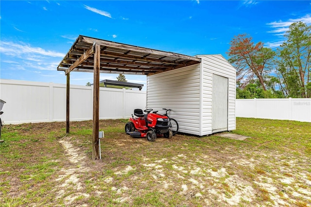 view of shed