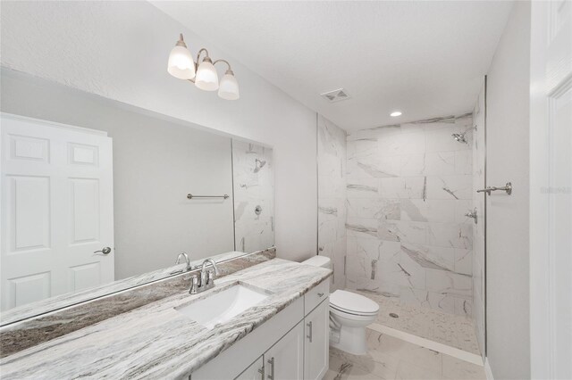 25 Juniper Pass Way, Ocala, FL 34480 - full bath with marble finish floors, toilet, a marble finish shower, and recessed lighting