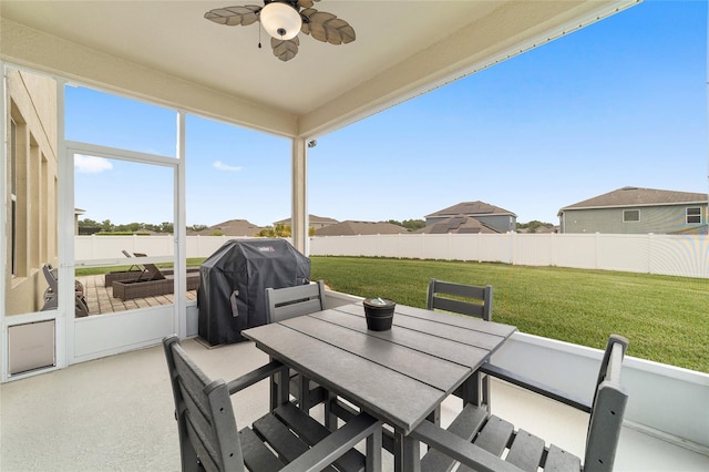 5653 SW 50th Ter, Ocala, FL 34474 - view of patio / terrace with grilling area and a ceiling fan