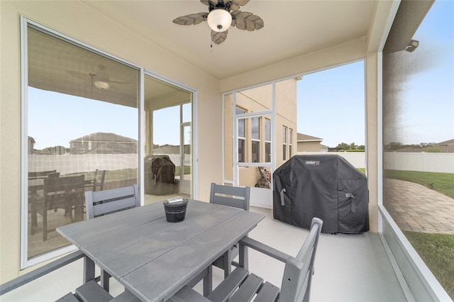 5653 SW 50th Ter, Ocala, FL 34474 - sunroom / solarium featuring a ceiling fan