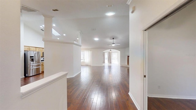 10528 SW 27th Ave, Ocala, FL 34476 - corridor featuring dark wood-style floors, recessed lighting, baseboards, and vaulted ceiling