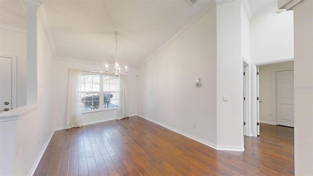 10528 SW 27th Ave, Ocala, FL 34476 - unfurnished dining area with hardwood / wood-style flooring, a chandelier, crown molding, and baseboards