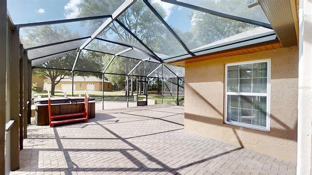 10528 SW 27th Ave, Ocala, FL 34476 - view of patio featuring a hot tub and a lanai