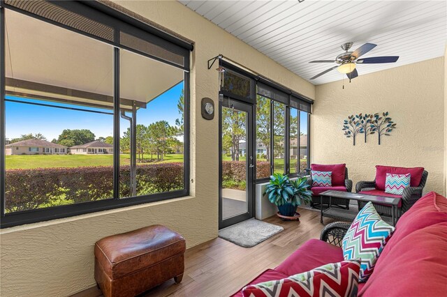 9642 SW 95th Loop, Ocala, FL 34481 - sunroom / solarium featuring outdoor lounge area and ceiling fan