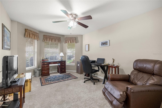 8352 SE 168th Trinity Pl, The Villages, FL 32162 - office space with carpet floors, ceiling fan, and baseboards