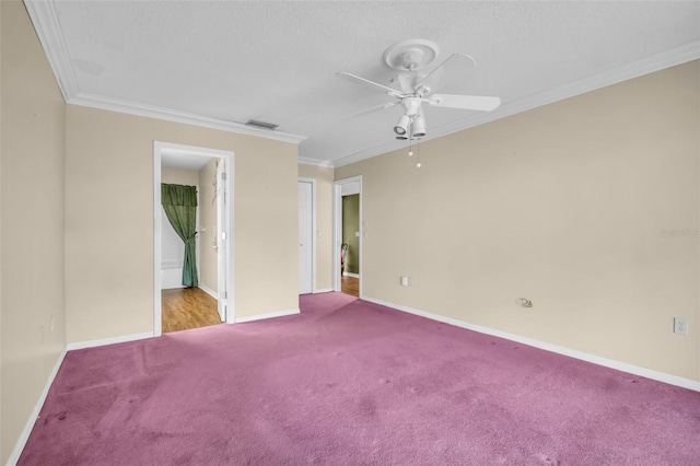 1001 Old Mill Pond Rd, Palm Harbor, FL 34683 - carpeted spare room with a ceiling fan, baseboards, and ornamental molding