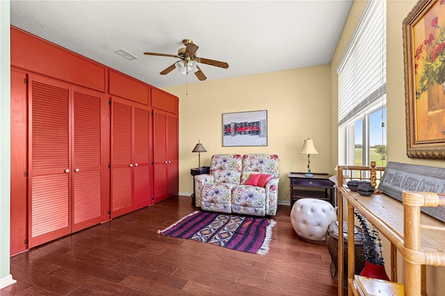 9628 SW 90th St, Ocala, FL 34481 - sitting room with a ceiling fan, wood finished floors, and baseboards