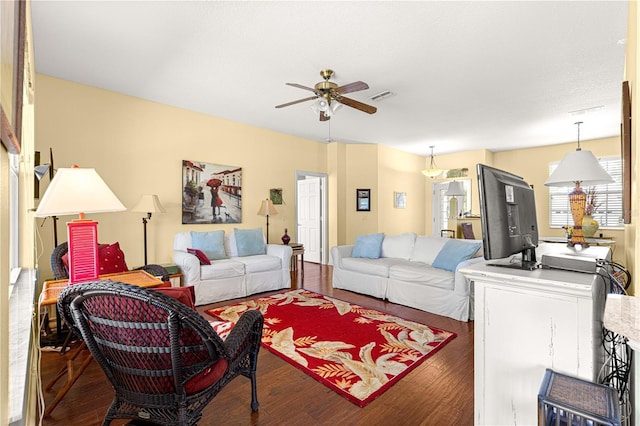 9628 SW 90th St, Ocala, FL 34481 - living area featuring a ceiling fan and wood finished floors