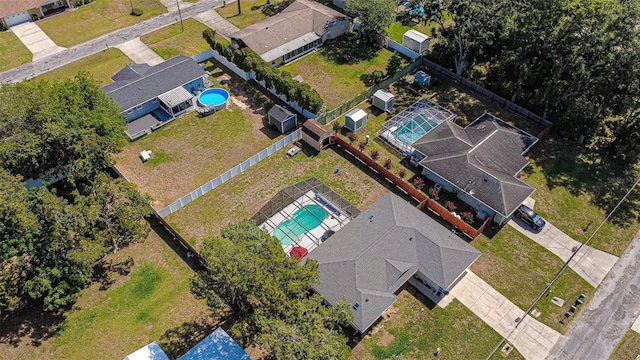 drone / aerial view of a pool area