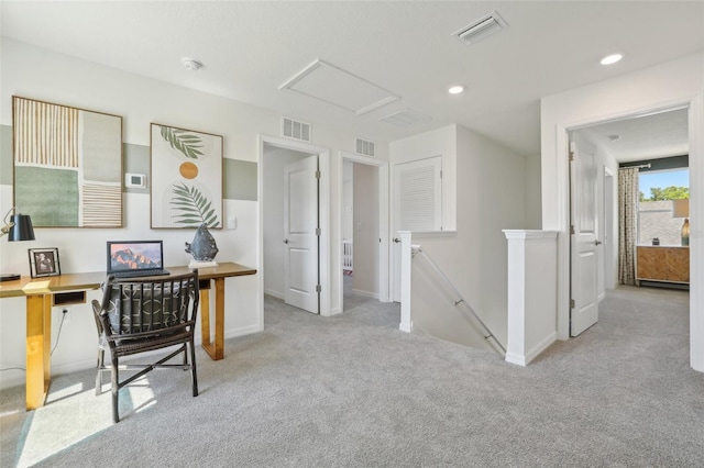 4955 SW 51st Rd, Gainesville, FL 32608 - carpeted home office with attic access, baseboards, and recessed lighting