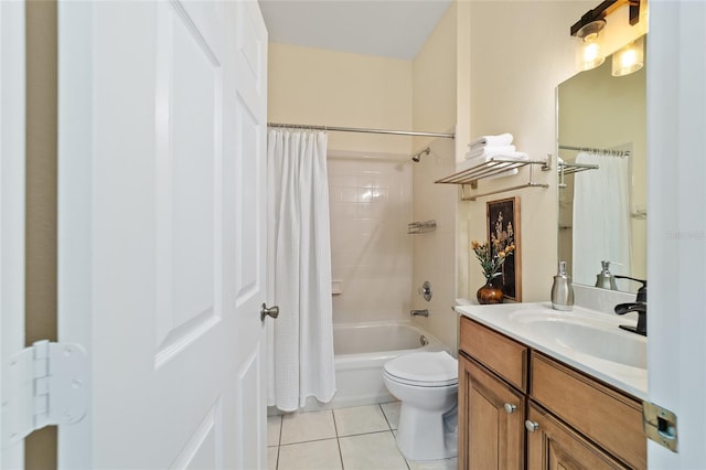 2631 SW 20th Cir, Ocala, FL 34471 - bathroom featuring tile patterned floors, vanity, shower / bath combination with curtain, and toilet