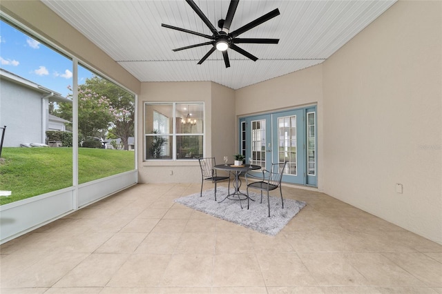 2631 SW 20th Cir, Ocala, FL 34471 - sunroom / solarium featuring french doors and ceiling fan