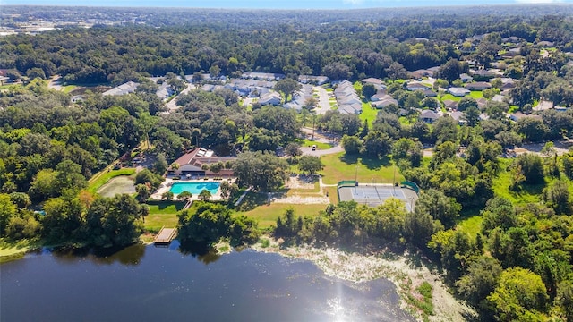 2631 SW 20th Cir, Ocala, FL 34471 - aerial view of property's location featuring a pool, a large body of water, and a forest