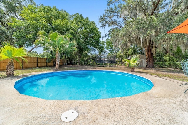 6060 SE 119th Pl, Belleview, FL 34420 - view of pool featuring a trampoline and a fenced backyard