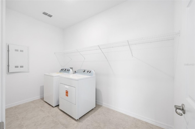 7536 SW 60th St, Ocala, FL 34476 - washroom with washing machine and clothes dryer, electric panel, and baseboards
