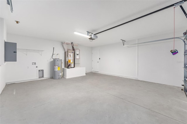 17645 SW 112th Ln, Dunnellon, FL 34432 - garage featuring electric water heater, a garage door opener, electric panel, and heating unit